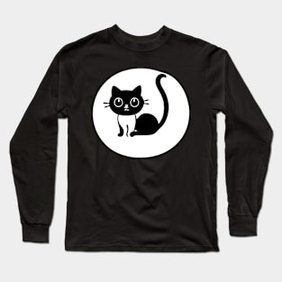 Purrfectly Minimal: Black and White Cat Design Long Sleeve T-Shirt